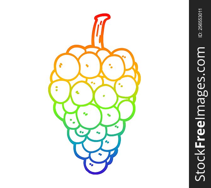rainbow gradient line drawing of a cartoon grapes