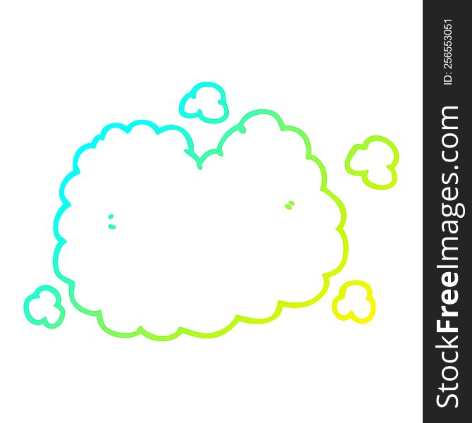 cold gradient line drawing of a cartoon smoke cloud