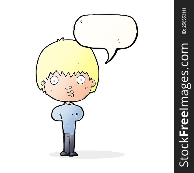 Cartoon Whistling Boy With Speech Bubble