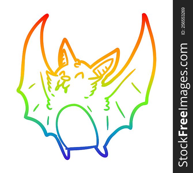 rainbow gradient line drawing of a vampire halloween bat