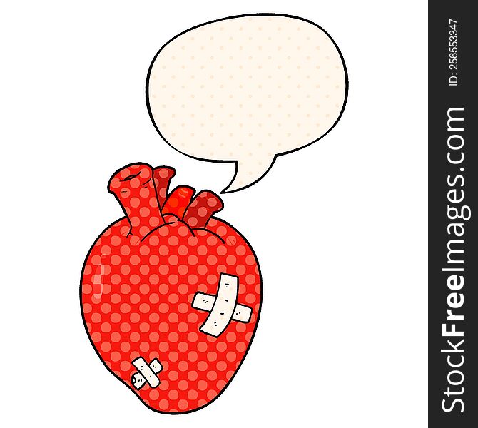 Cartoon Heart And Speech Bubble In Comic Book Style