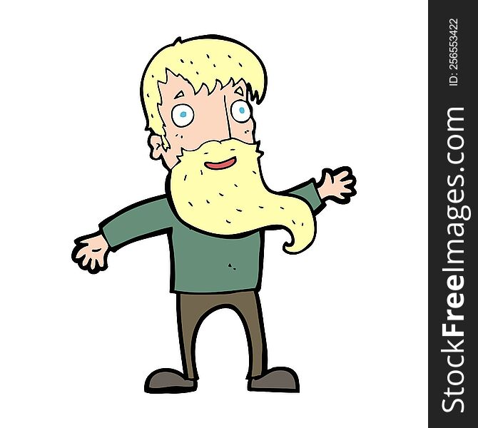 Cartoon Man With Beard Waving