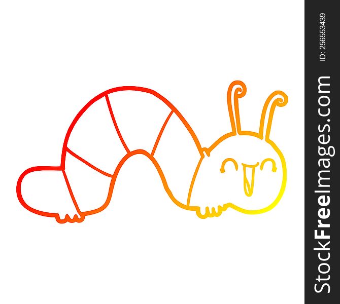 warm gradient line drawing of a cartoon happy caterpillar