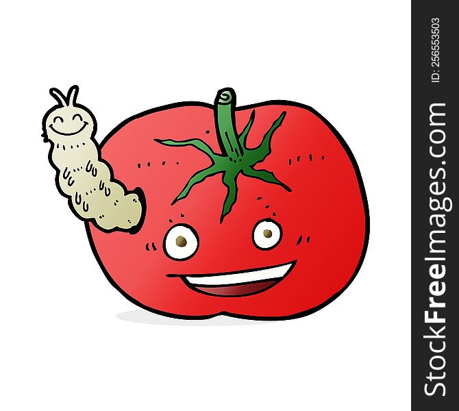 cartoon tomato with bug