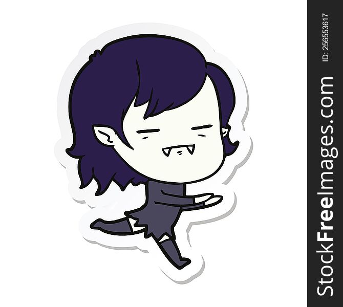 Sticker Of A Cartoon Undead Vampire Girl Running
