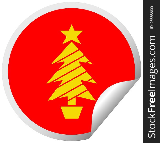 Circular Peeling Sticker Cartoon Christmas Tree