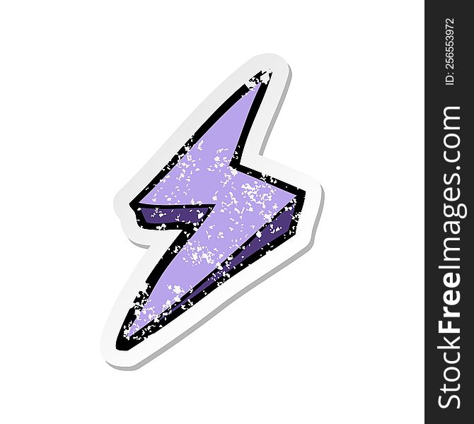Retro Distressed Sticker Of A Cartoon Lightning Bolt Symbol