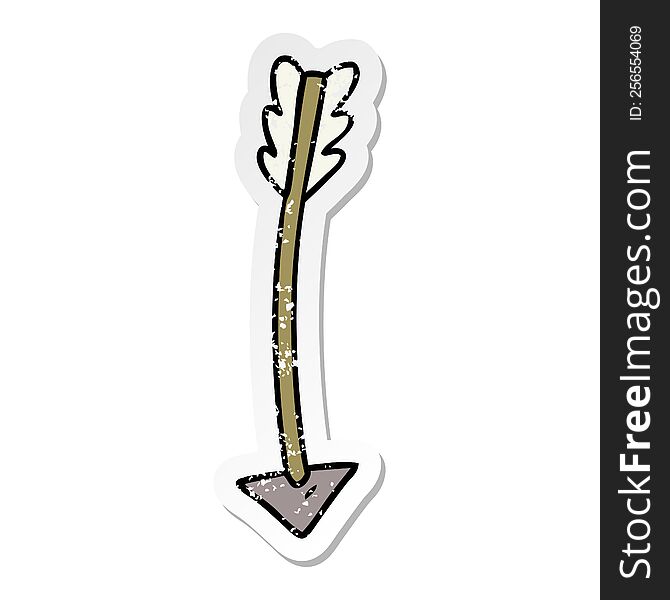 hand drawn distressed sticker cartoon doodle of an arrow