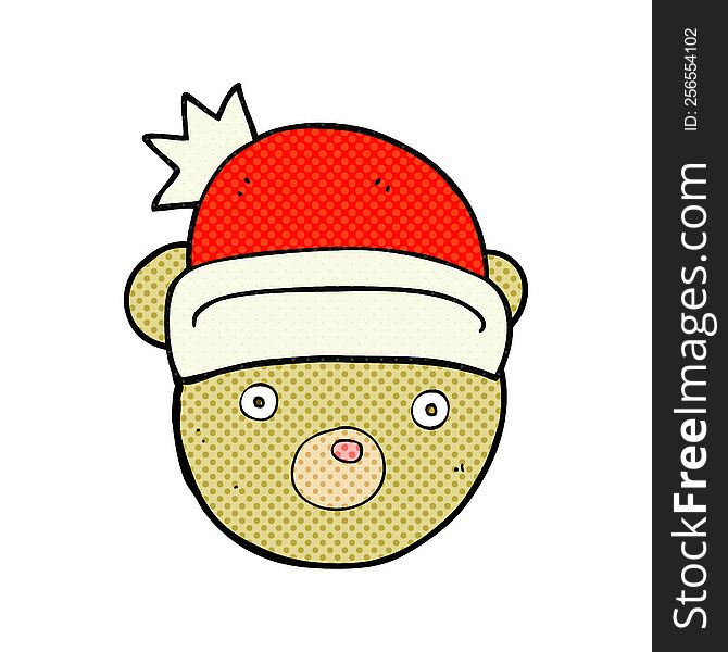 Cartoon Teddy Bear Wearing Christmas Hat