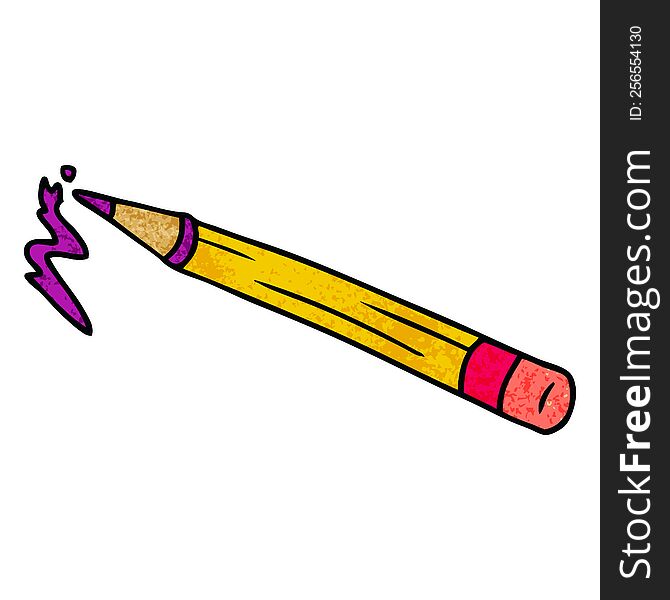 textured cartoon doodle of a coloured pencil