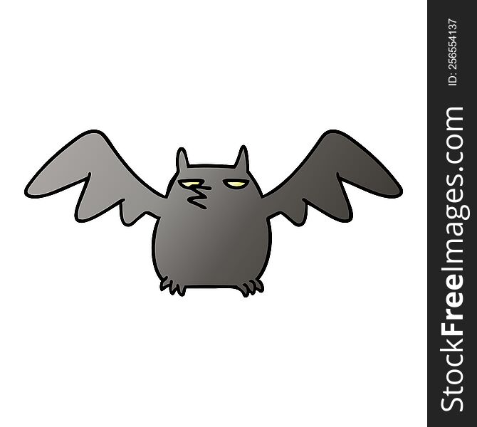 hand drawn gradient cartoon doodle of a night bat