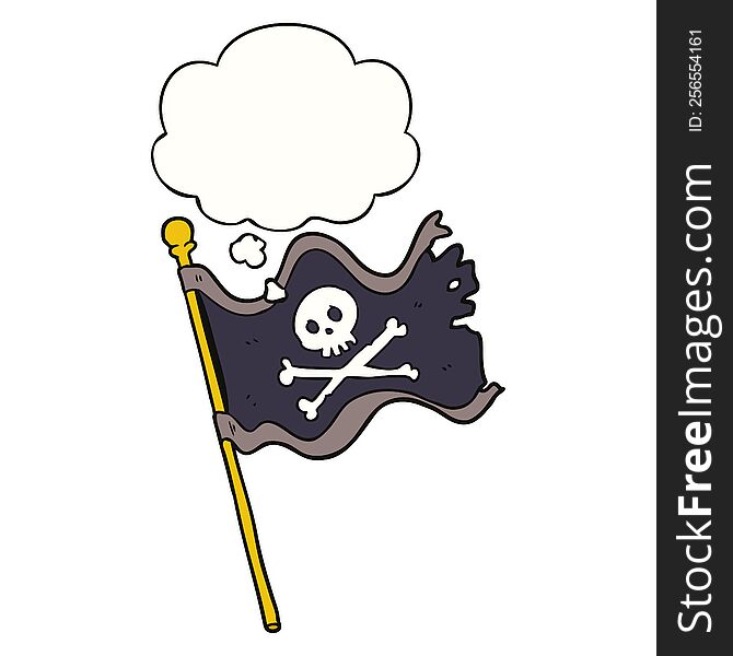 cartoon pirate flag with thought bubble. cartoon pirate flag with thought bubble