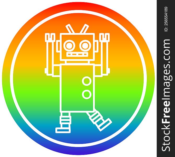 Dancing Robot Circular In Rainbow Spectrum