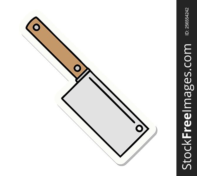 Tattoo Style Sticker Of A Meat Cleaver