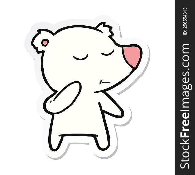 Sticker Of A Cartoon Polar Bear Considering