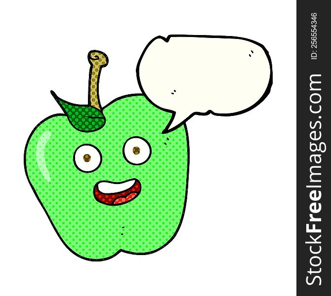 freehand drawn comic book speech bubble cartoon apple