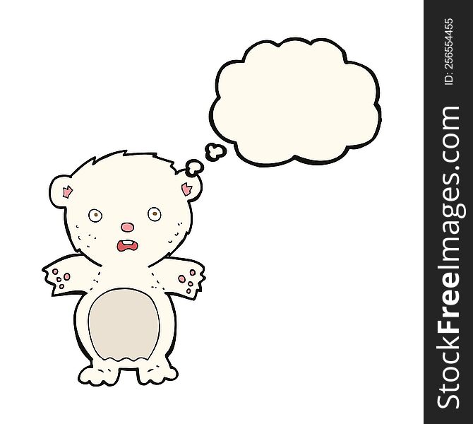 Frightened Polar Bear Cartoon With Thought Bubble