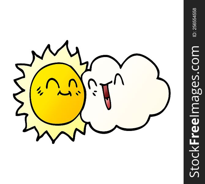 Cartoon Doodle Happy Sunshine And Cloud