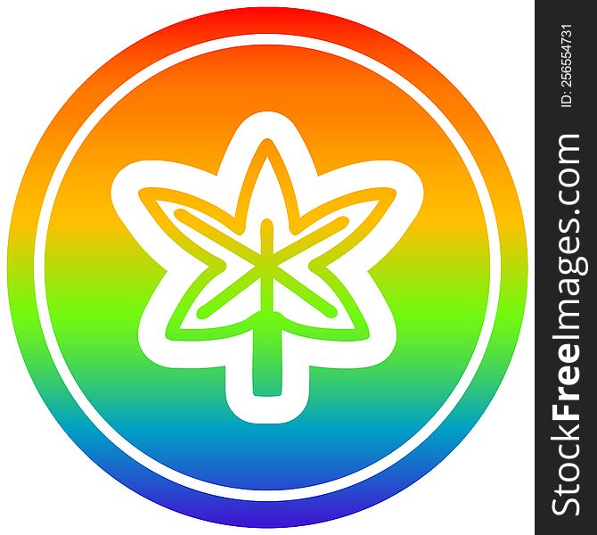 marijuana leaf circular icon with rainbow gradient finish. marijuana leaf circular icon with rainbow gradient finish