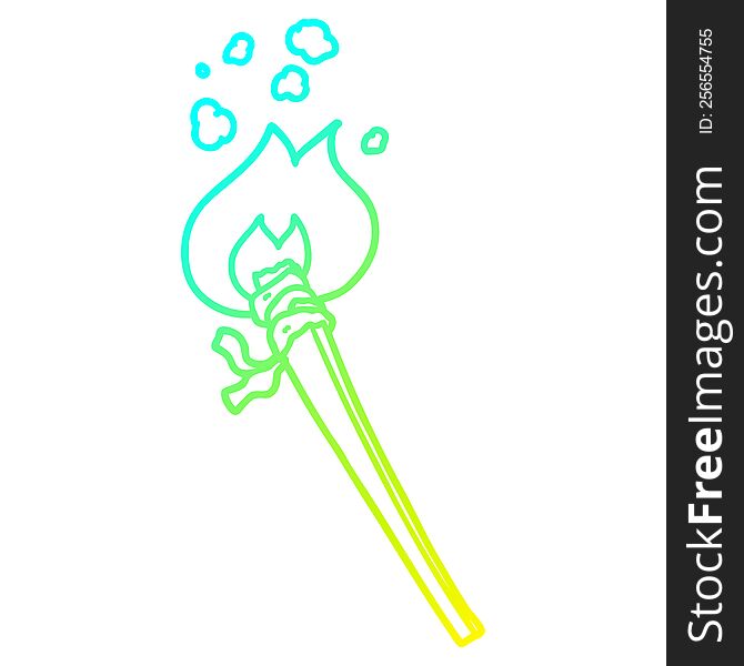 cold gradient line drawing of a cartoon burning torch