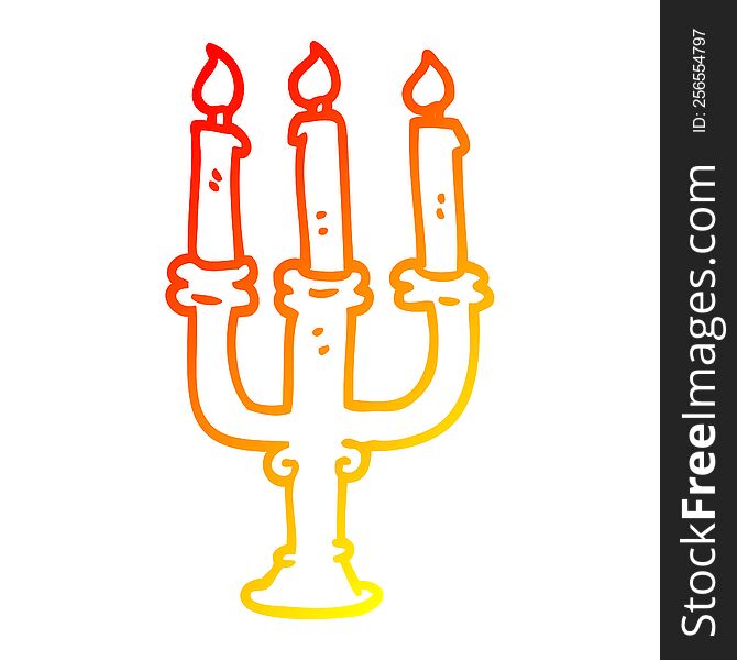 warm gradient line drawing of a cartoon candlestick holder