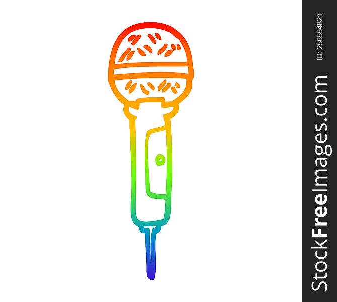 Rainbow Gradient Line Drawing Cartoon Microphone