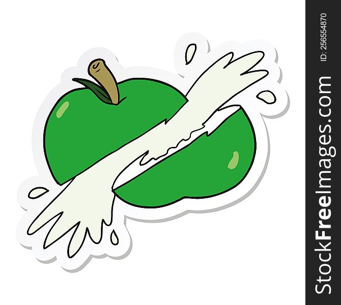 sticker of a cartoon sliced apple