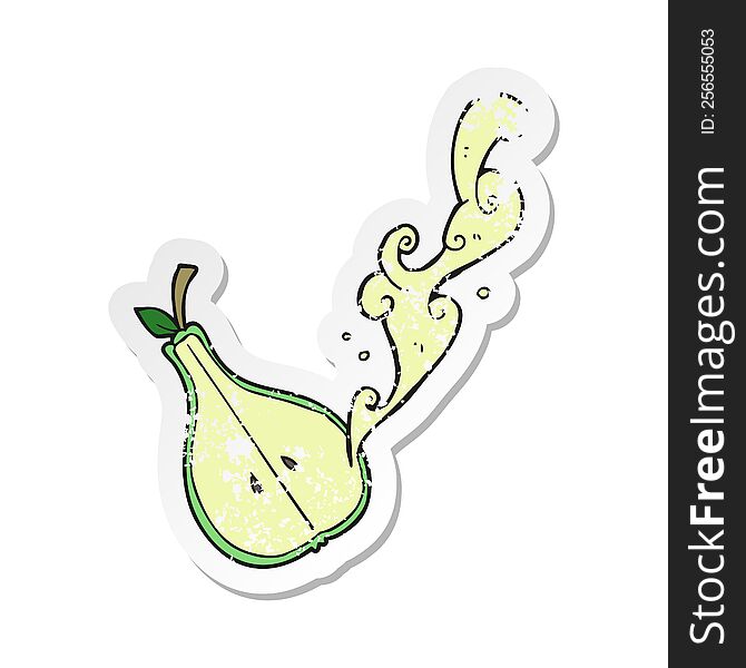 retro distressed sticker of a cartoon half pear