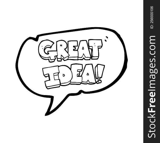 freehand drawn speech bubble cartoon GREAT IDEA symbol