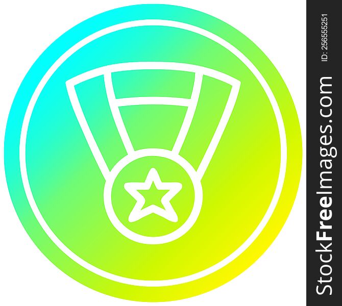 medal award circular icon with cool gradient finish. medal award circular icon with cool gradient finish