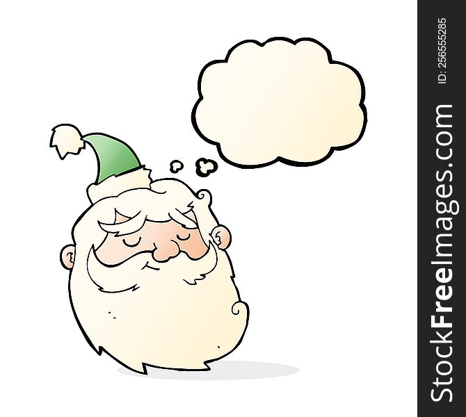 Cartoon Santa Claus Face With Thought Bubble