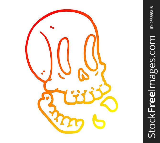 Warm Gradient Line Drawing Funny Cartoon Skull