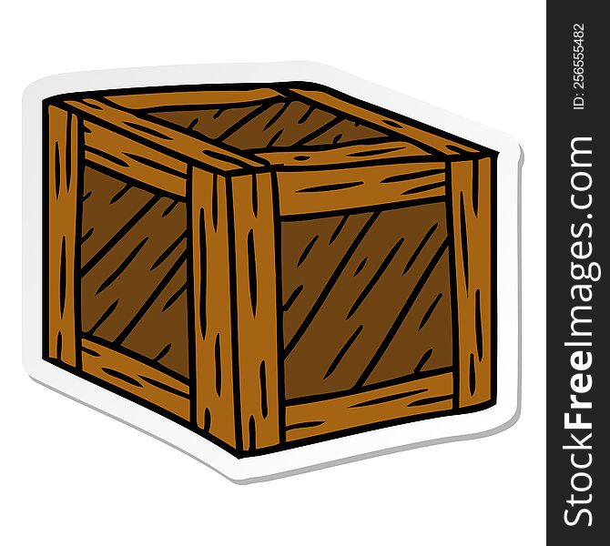 sticker cartoon doodle of a wooden crate