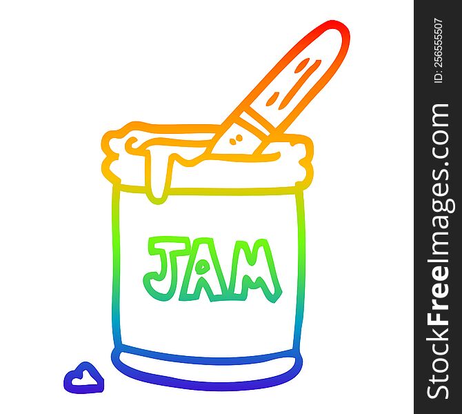Rainbow Gradient Line Drawing Cartoon Jam Jar