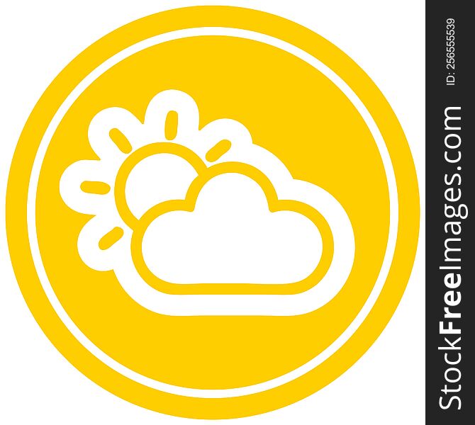 sun and cloud circular icon