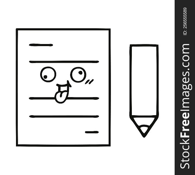 Line Drawing Cartoon Test Paper