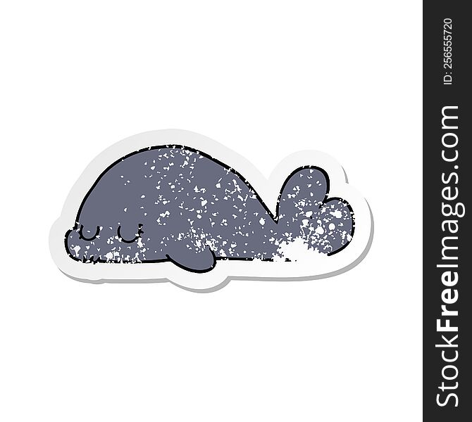 distressed sticker of a cute cartoon seal