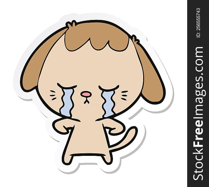 Sticker Of A Cartoon Crying Dog