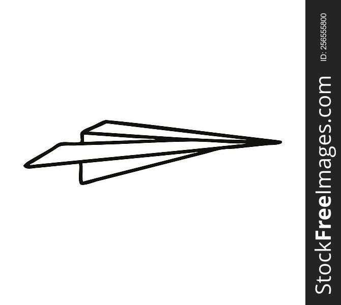 line drawing cartoon of a paper aeroplane
