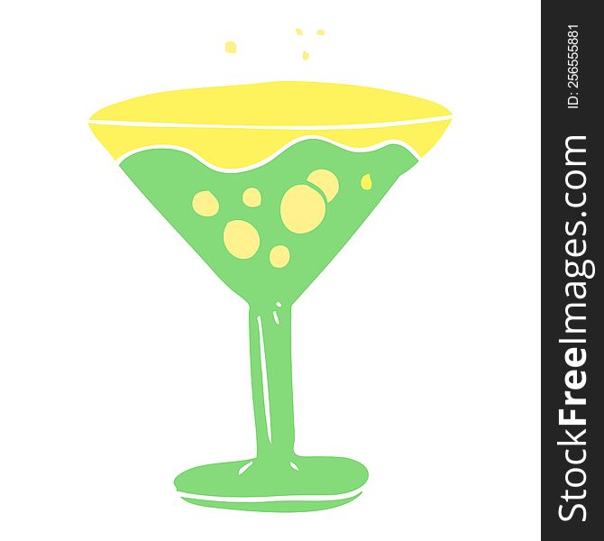 Flat Color Illustration Of A Cartoon Cocktail