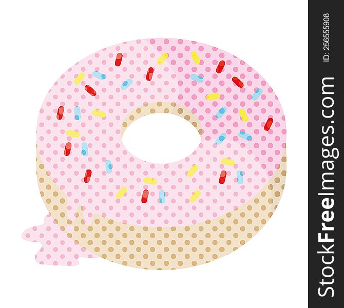 Flat colour illustration of a tasty iced donut. Flat colour illustration of a tasty iced donut