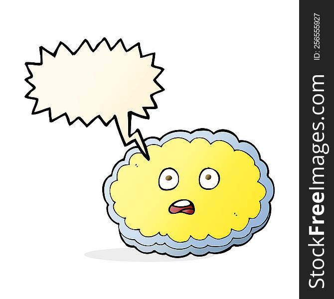 Shocked Cartoon Cloud Face With Speech Bubble