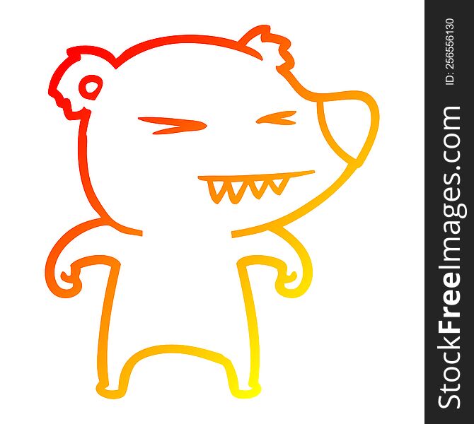 warm gradient line drawing of a angry bear cartoon