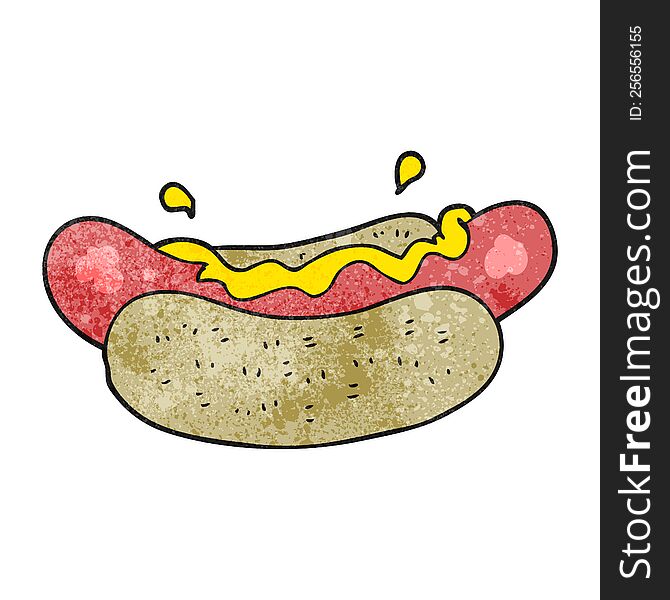 freehand textured cartoon hotdog