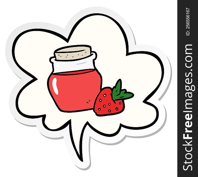 Cartoon Jar Of Strawberry Jam And Speech Bubble Sticker