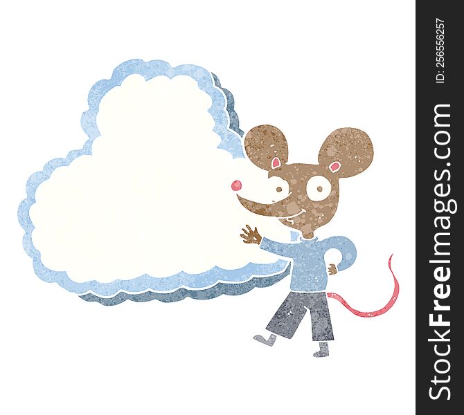 Cartoon Mouse With Cloud Text Space