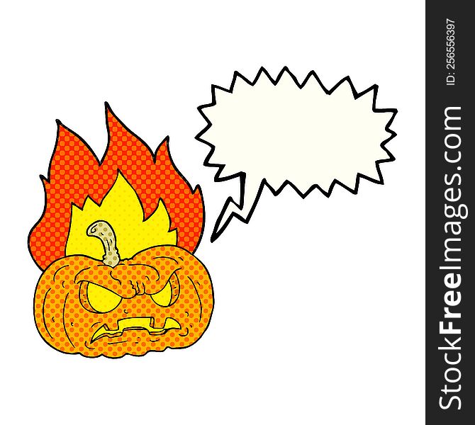 Comic Book Speech Bubble Cartoon Halloween Pumpkin