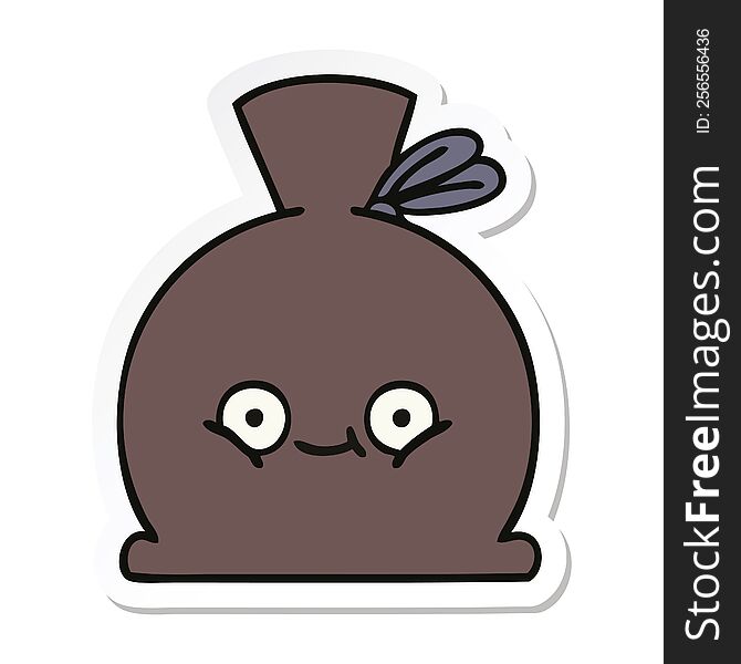 sticker of a cute cartoon sack