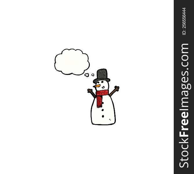 Snowman With Thought Bubble Cartoon