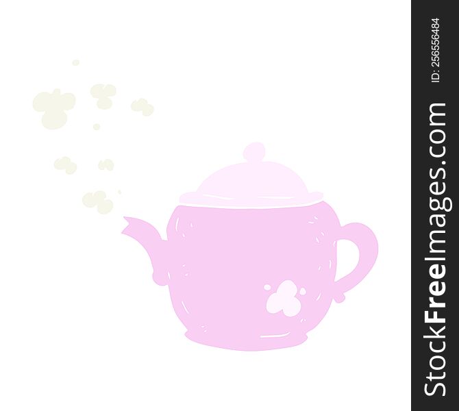 Flat Color Illustration Of A Cartoon Teapot